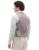 Slim Fit Poly-Viscose V-Neck Waistcoat - Beige