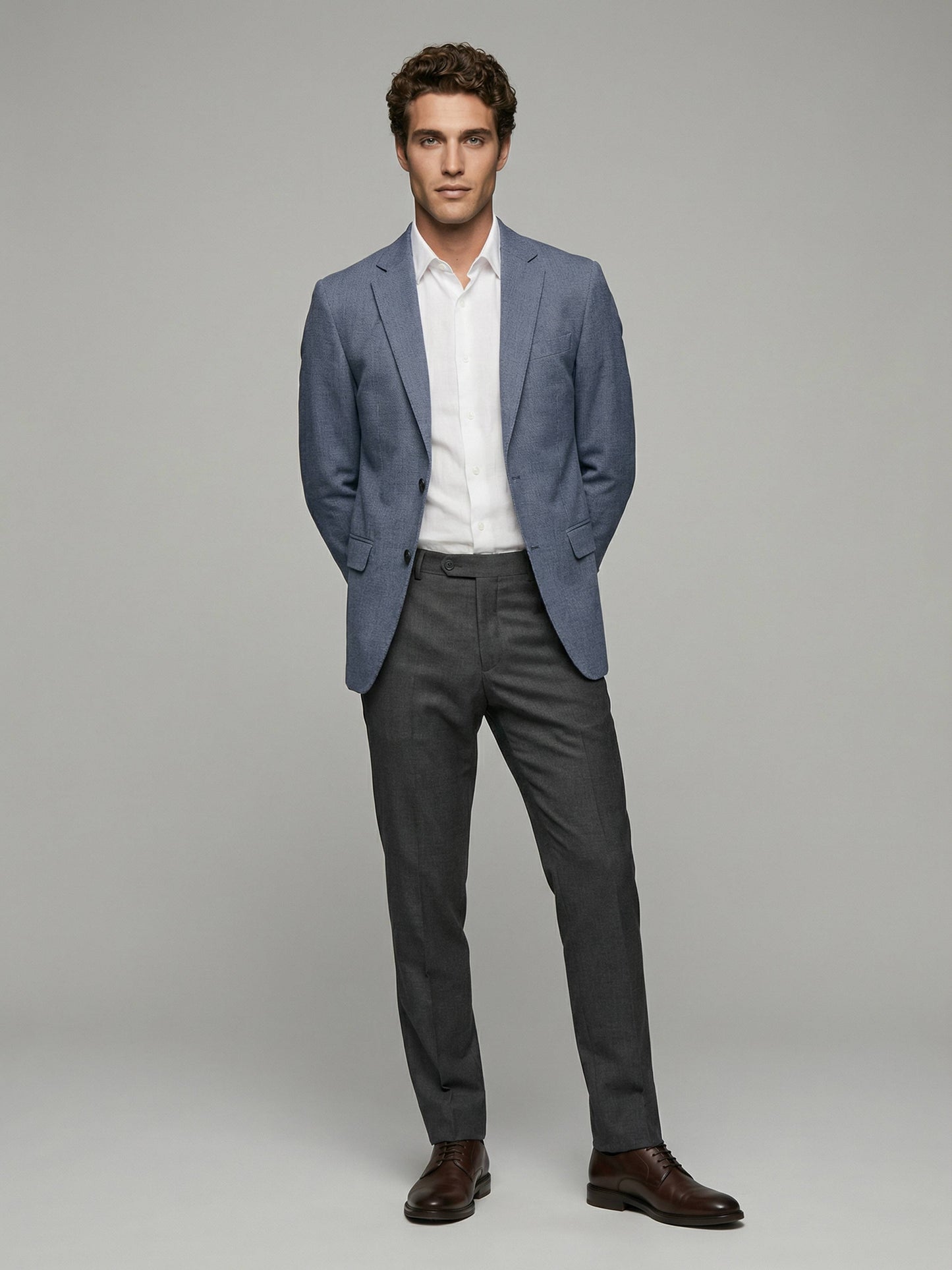 Celio* Men Blue Solid Regular Fit Poly-Blend Blazer