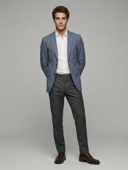 Celio* Men Blue Solid Regular Fit Poly-Blend Blazer