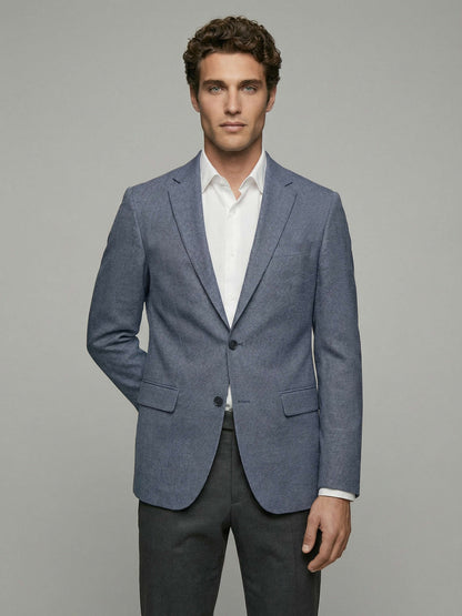 Celio* Men Blue Solid Regular Fit Poly-Blend Blazer