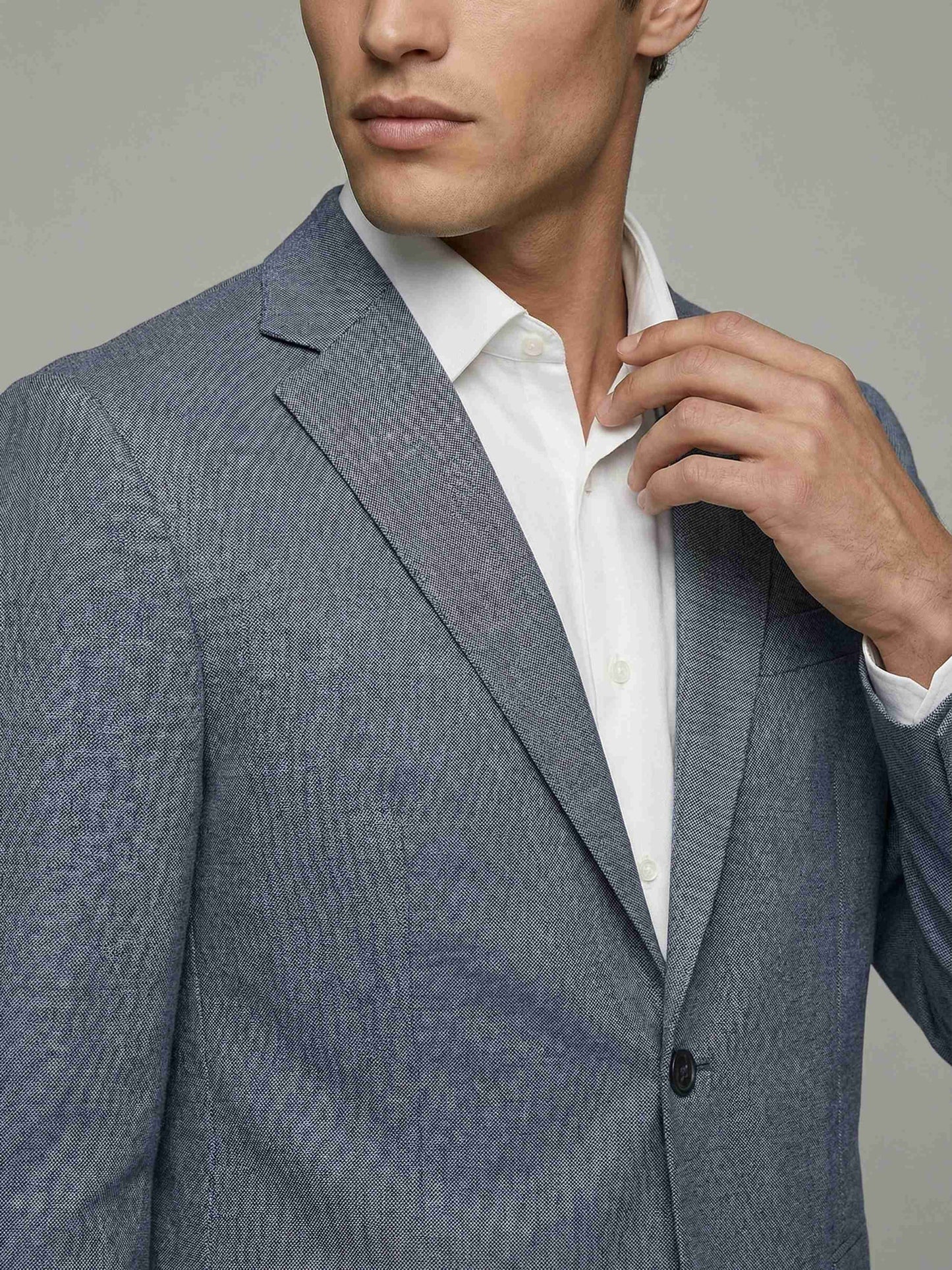 Celio* Men Blue Solid Regular Fit Poly-Blend Blazer