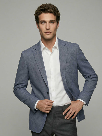 Celio* Men Blue Solid Regular Fit Poly-Blend Blazer