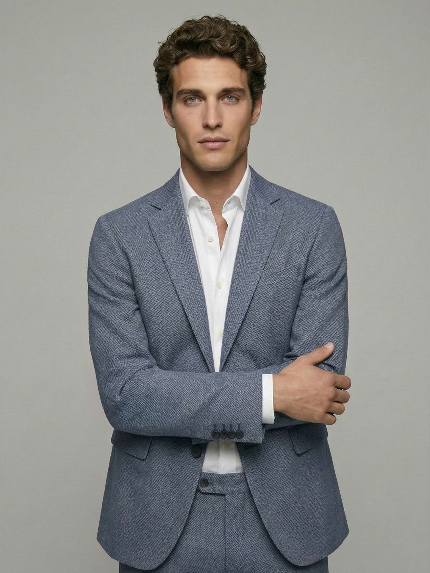 Celio* Men Blue Solid Regular Fit Poly-Blend Blazer