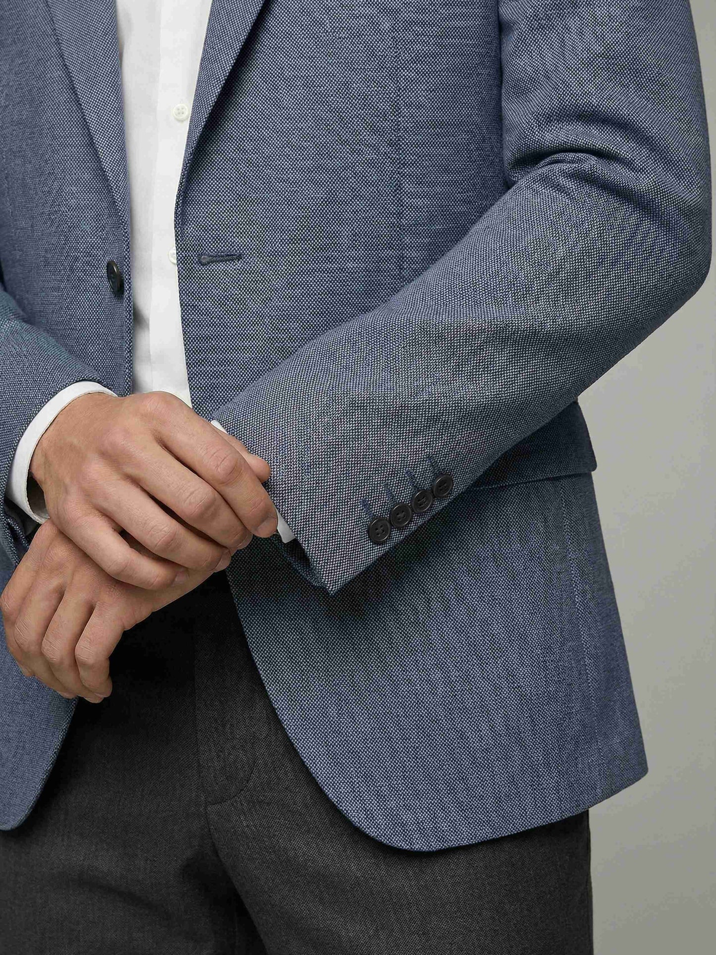 Celio* Men Blue Solid Regular Fit Poly-Blend Blazer