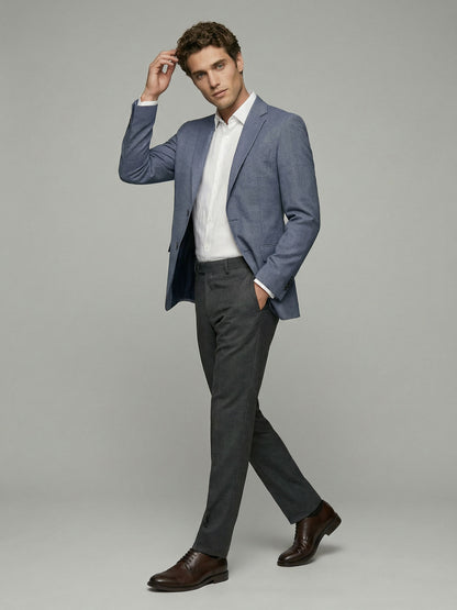 Celio* Men Blue Solid Regular Fit Poly-Blend Blazer