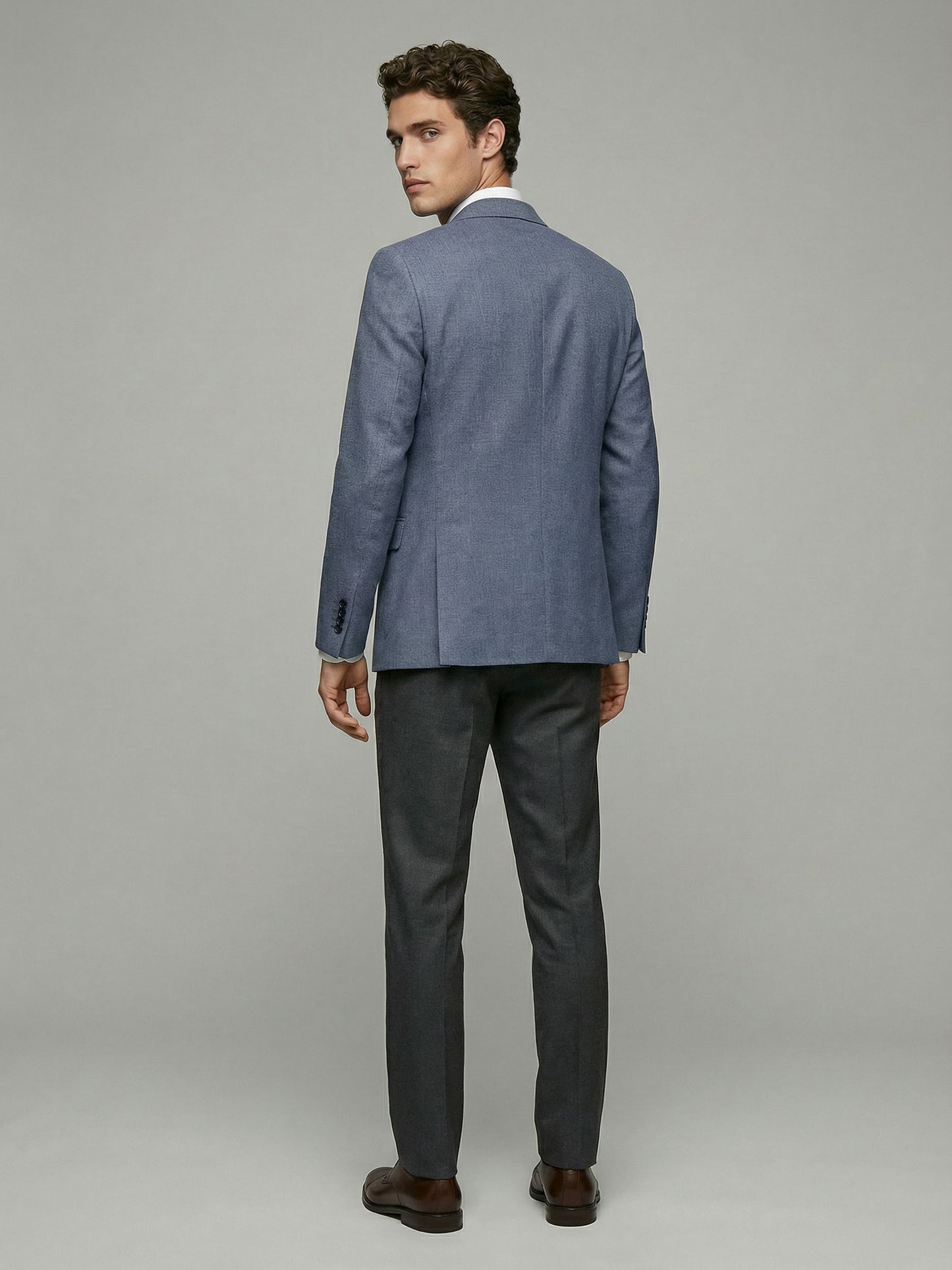 Celio* Men Blue Solid Regular Fit Poly-Blend Blazer