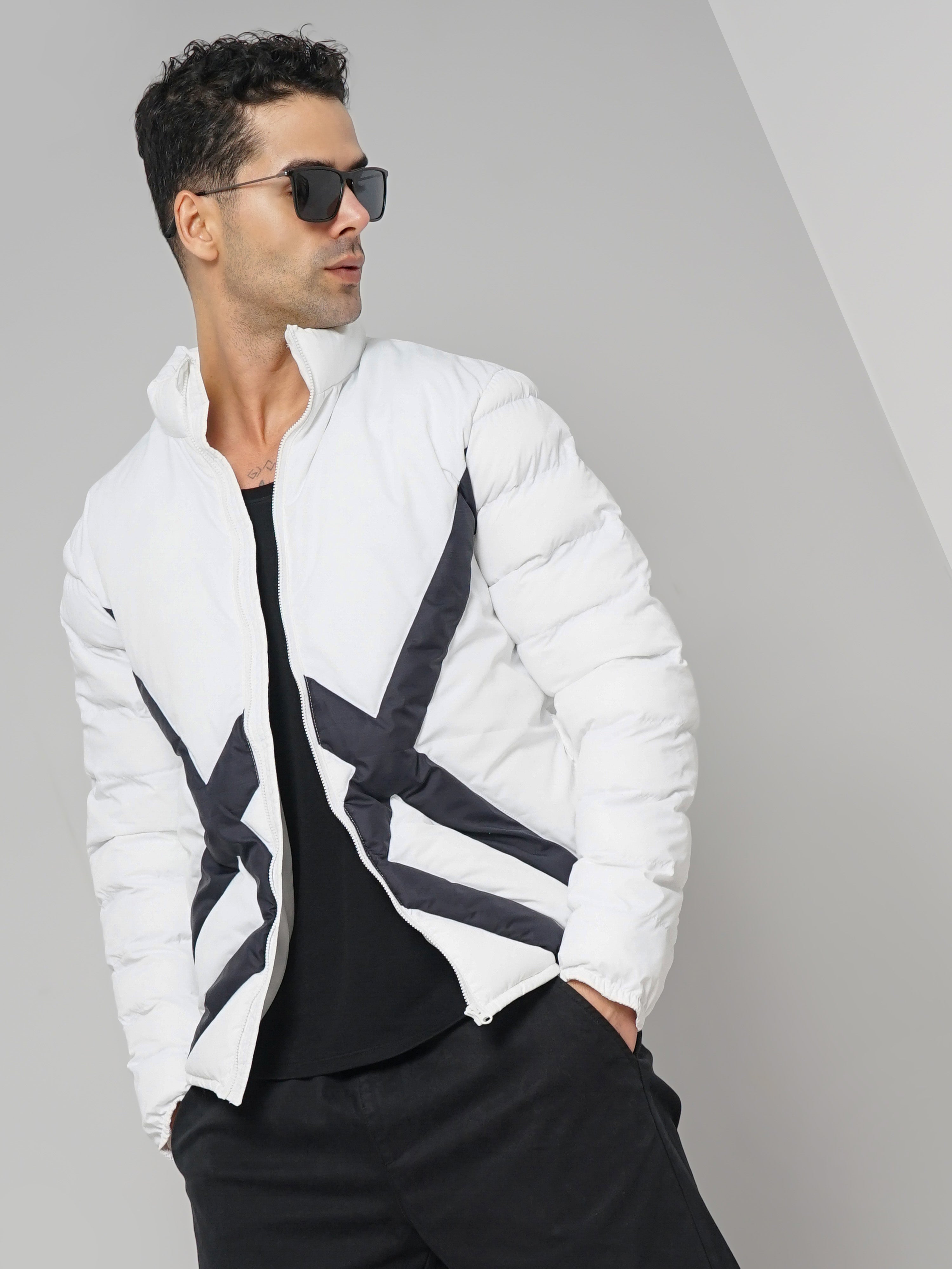 White Printed Polyester Jacket