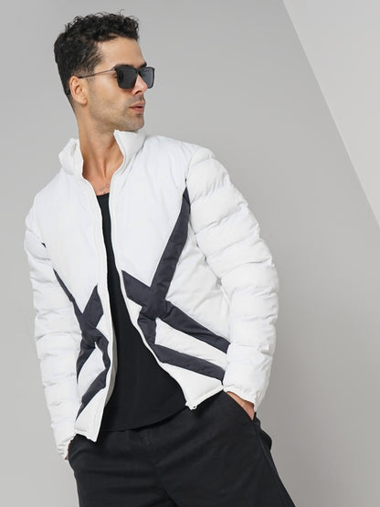 White Printed Polyester Jacket