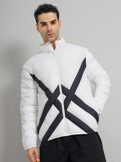 White Printed Polyester Jacket