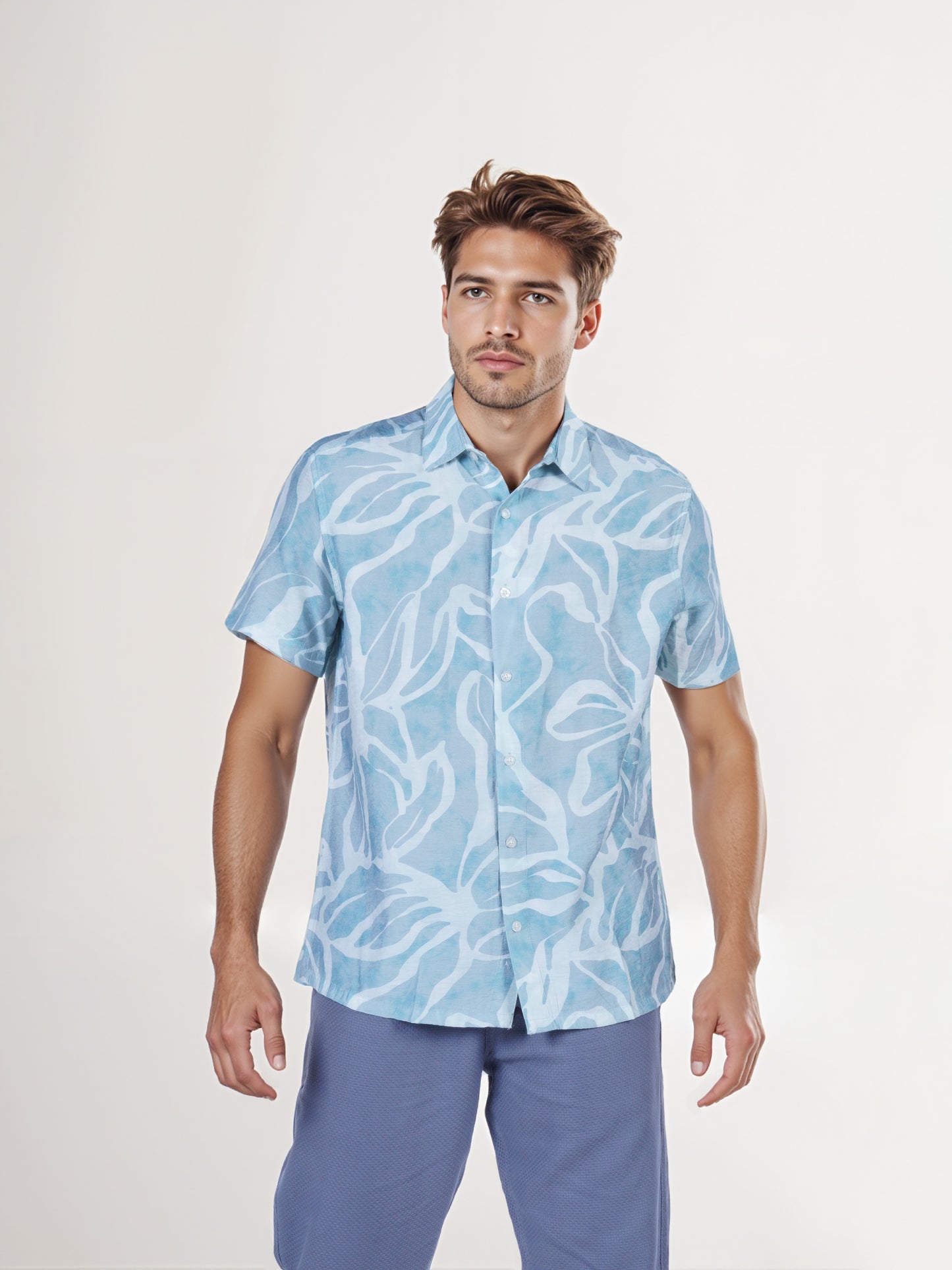 Celio* Men Green Printed Regular Fit Viscose Shirt