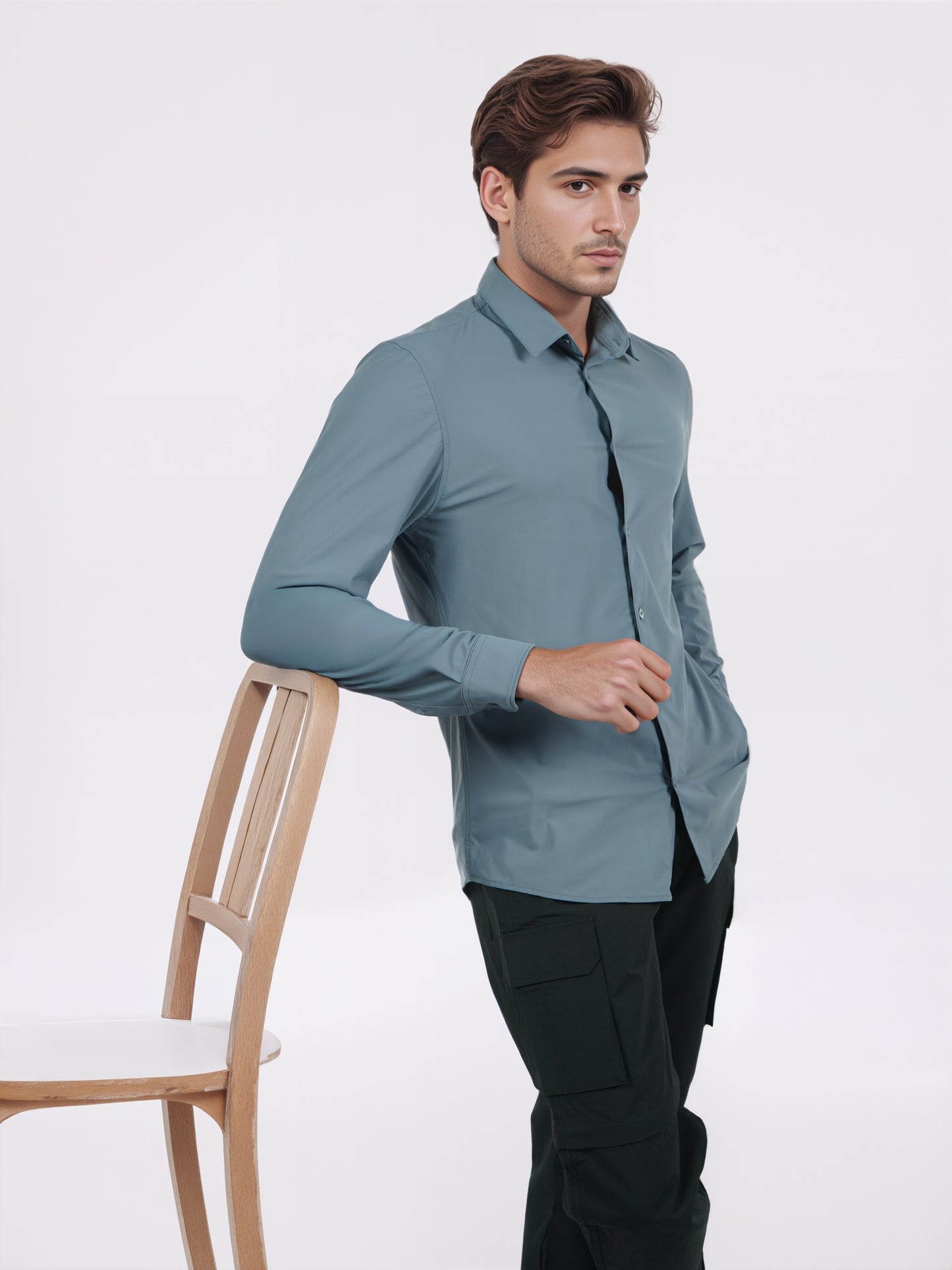 Celio* Men Blue Solid Slim Fit Nylon Shirts