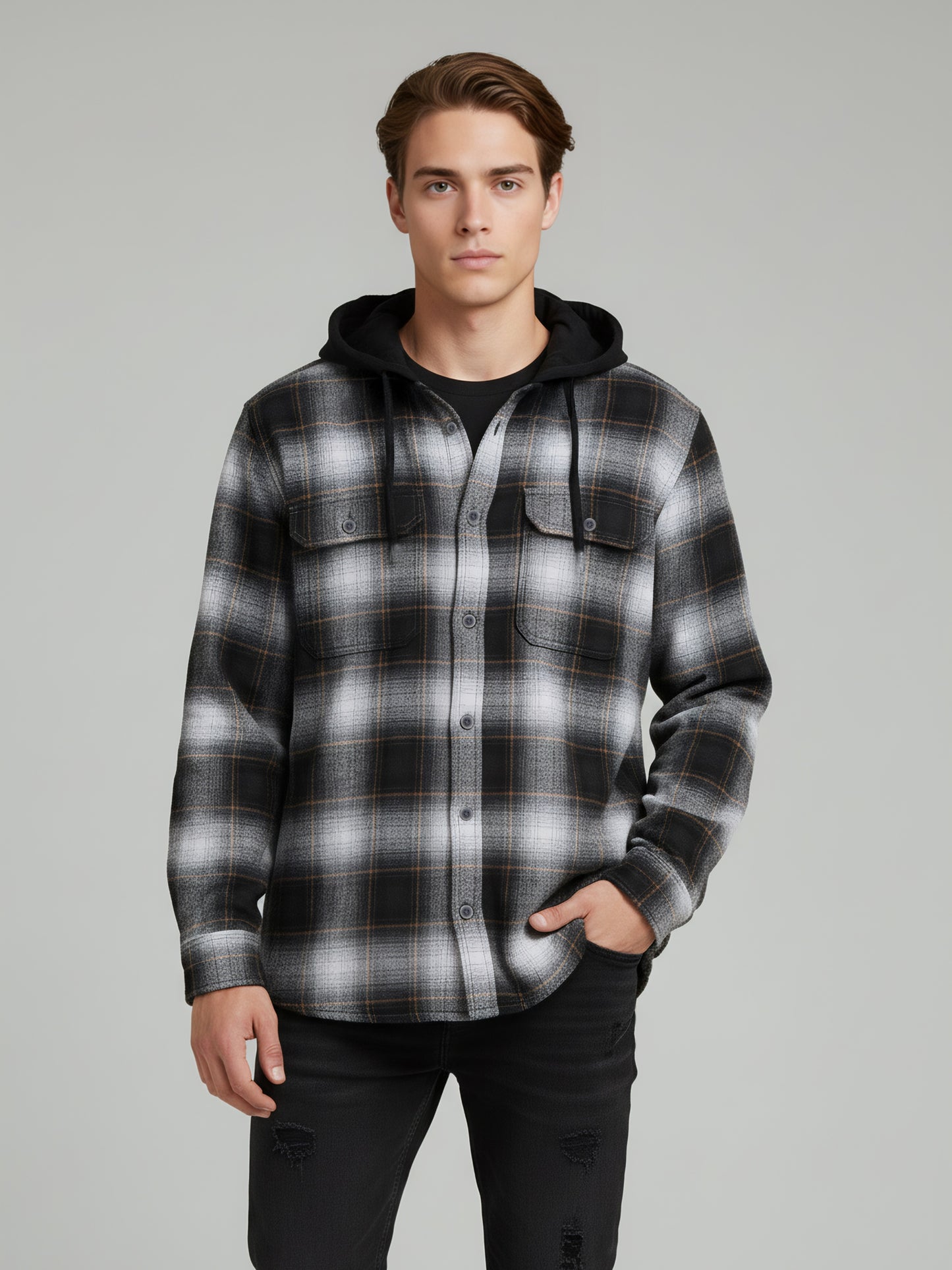 Celio* Men Grey Checked Regular Fit Cotton Shirts