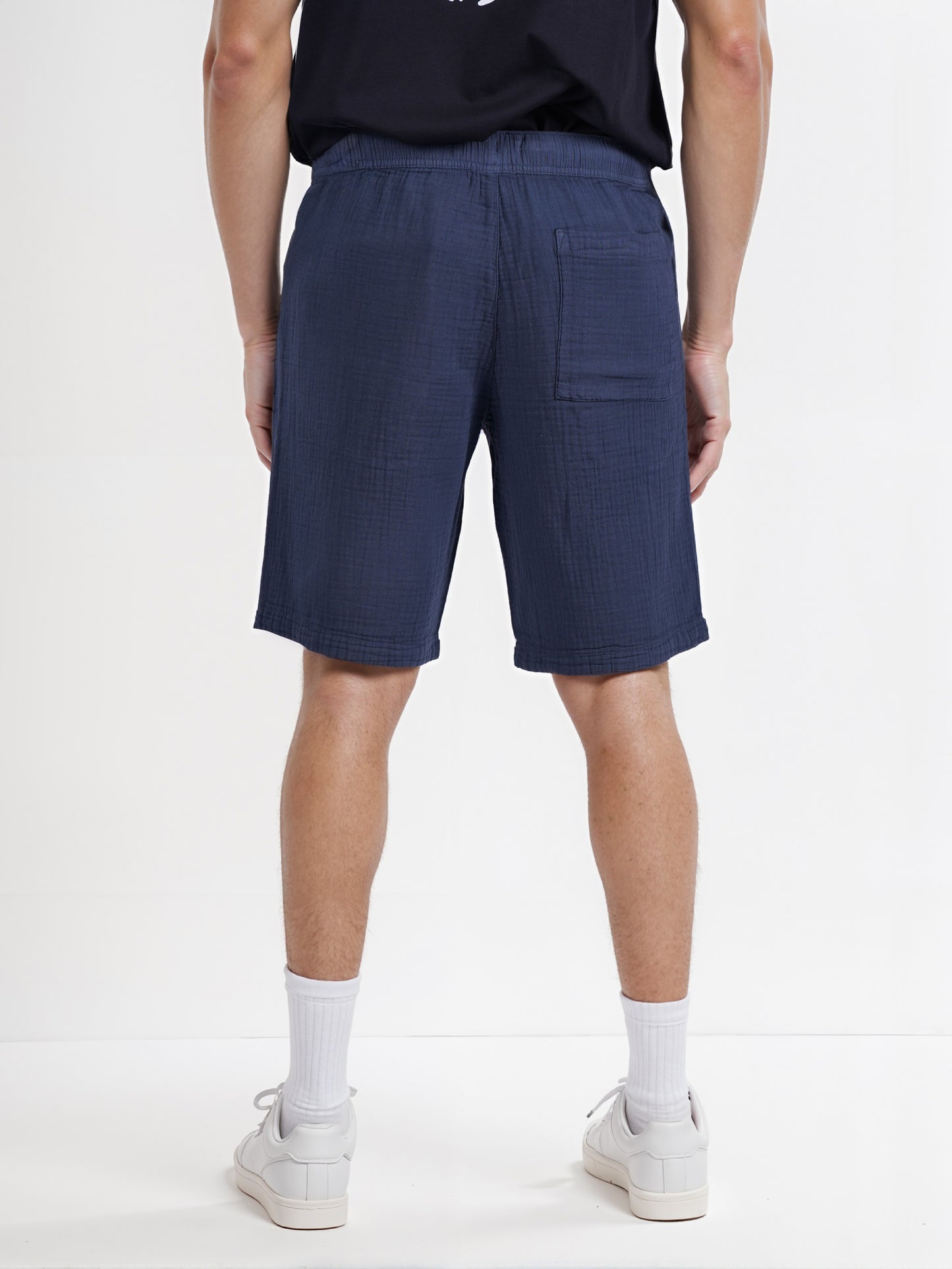 Celio* Men Navy Blue Solid Regular Fit Cotton Shorts
