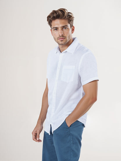 Celio* Men White Solid Regular Fit Cotton Shirt