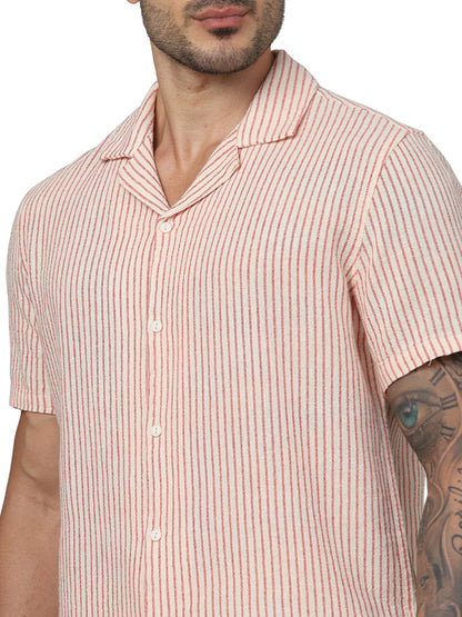 Red Striped Cotton Shirt