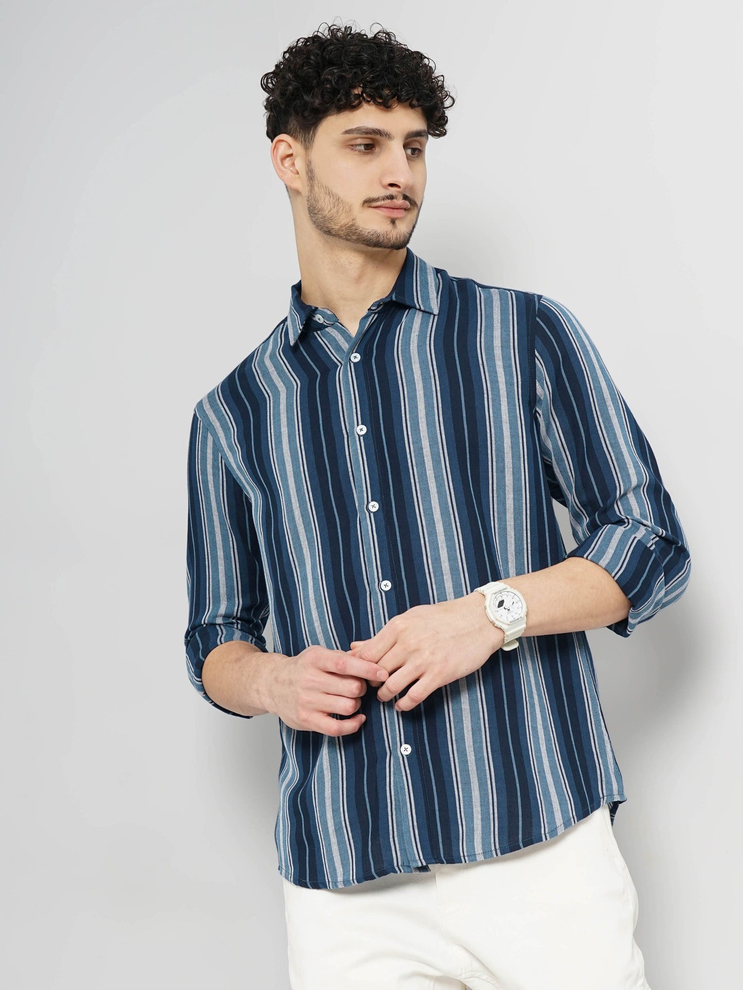 Blue Striped Cotton Shirt