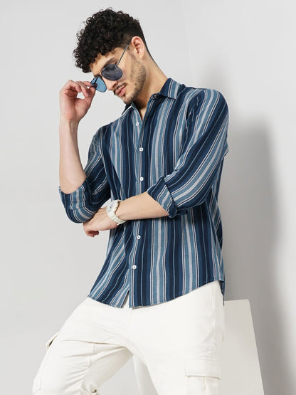 Blue Striped Cotton Shirt