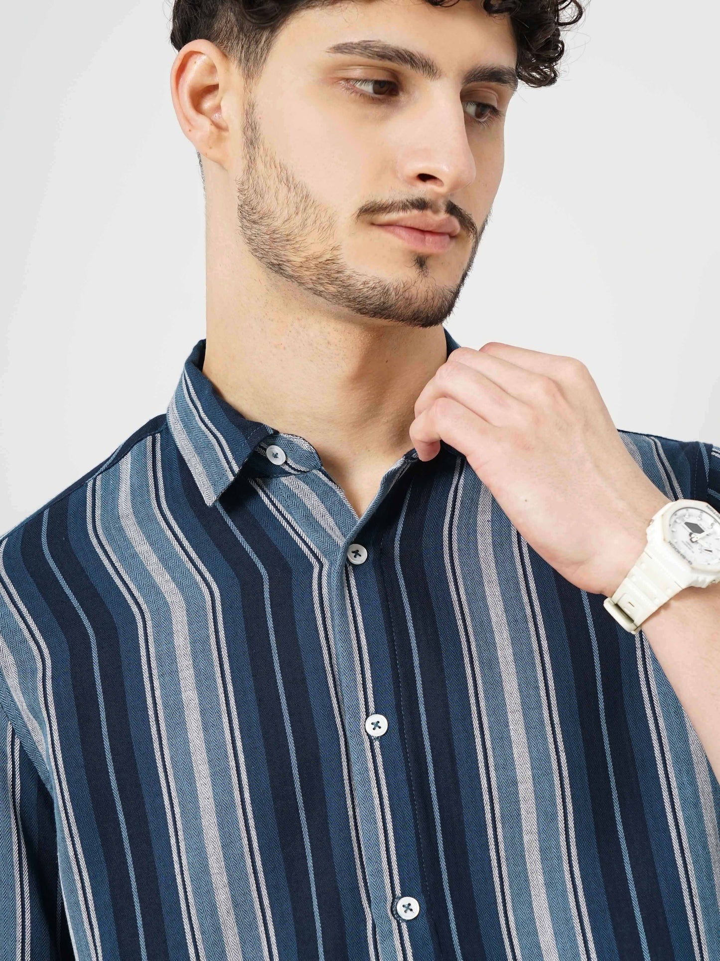 Blue Striped Cotton Shirt