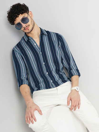 Blue Striped Cotton Shirt