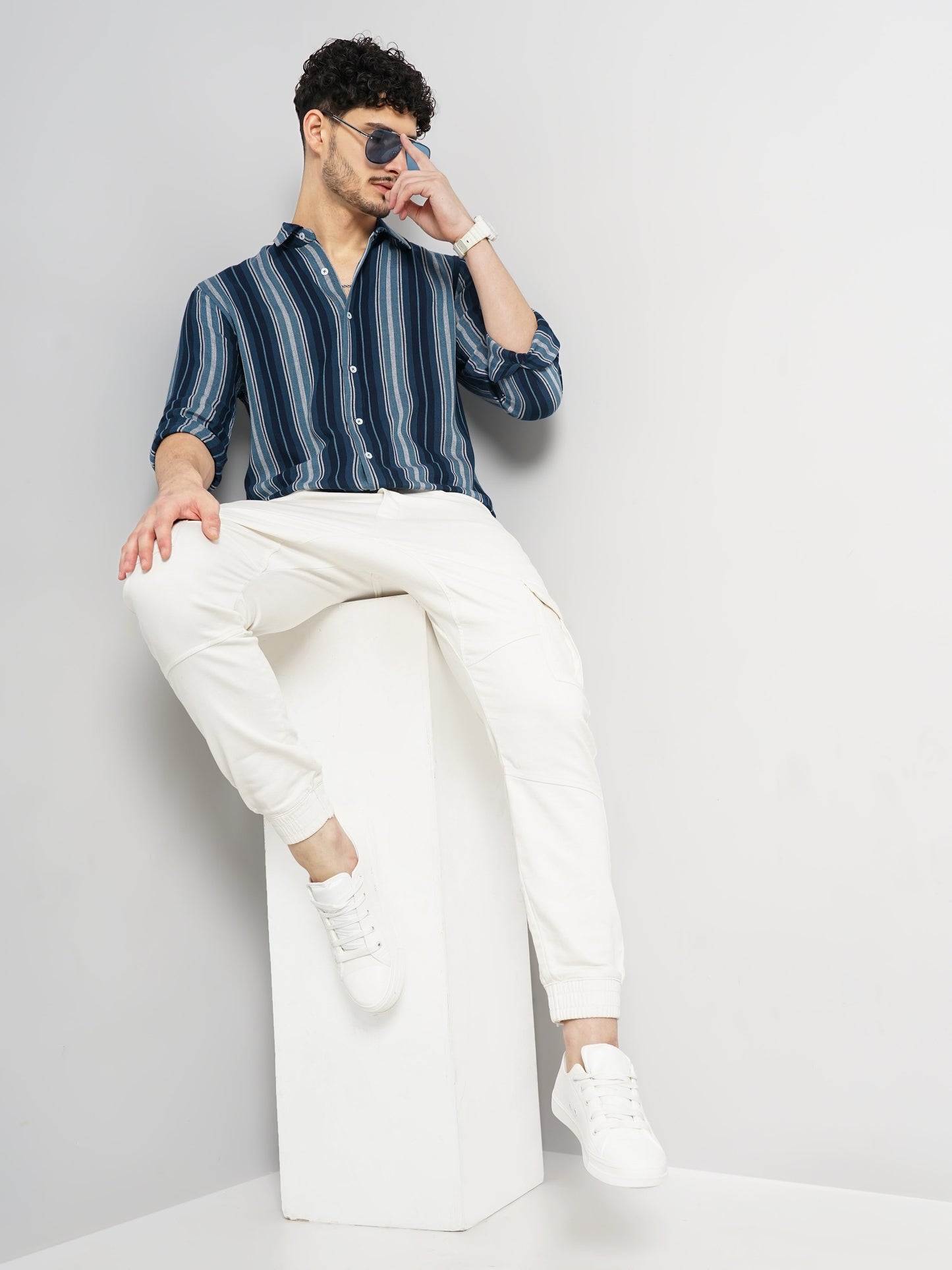 Blue Striped Cotton Shirt