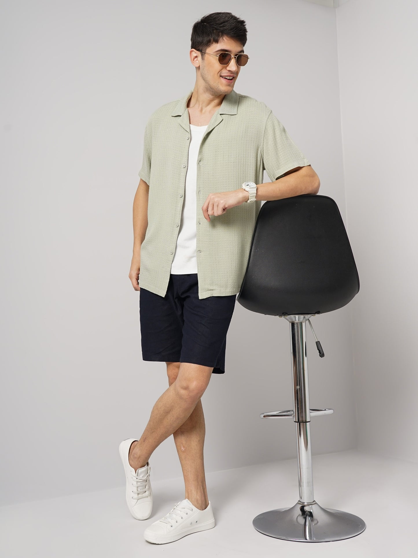 Green Solid Viscose Shirt