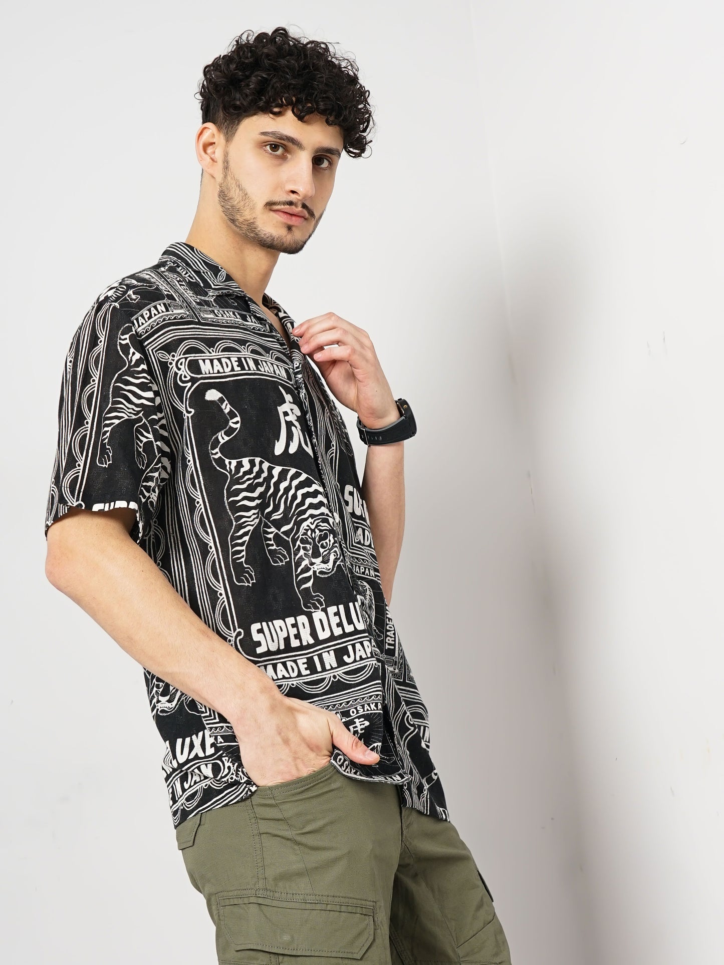 Black Printed Viscose Shirt