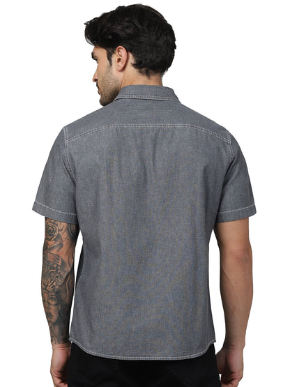 Grey Solid Cotton Shirt