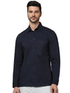 Celio* Solid Oversized Cotton Navy Blue Shirt