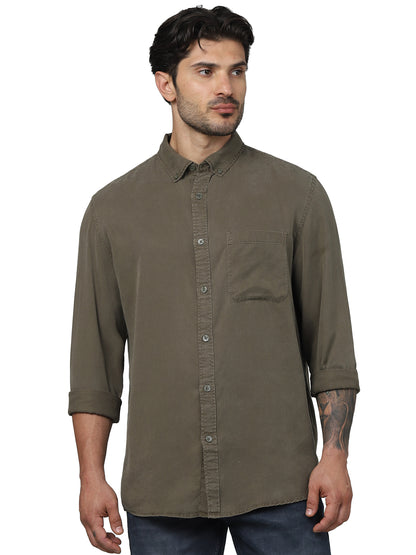 Khaki Solid Lyocell Shirt