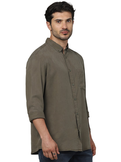 Khaki Solid Lyocell Shirt