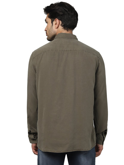 Khaki Solid Lyocell Shirt