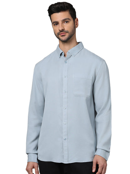 Blue Solid Lyocell Shirt