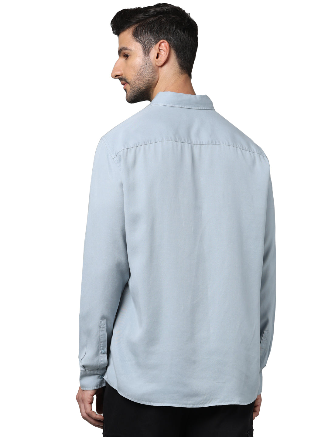 Blue Solid Lyocell Shirt