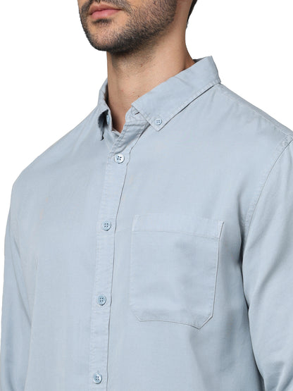 Blue Solid Lyocell Shirt