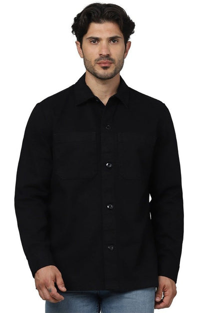 Celio Men Black Solid Regular Fit Cotton Shirts