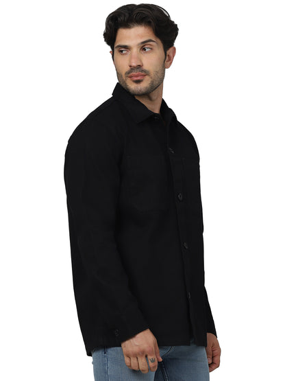 Black Solid Cotton Shirt