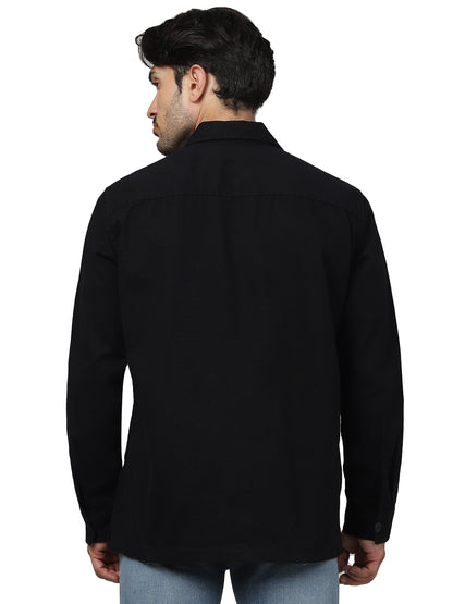 Black Solid Cotton Shirt