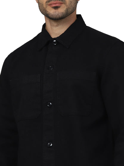 Black Solid Cotton Shirt