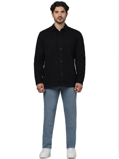 Black Solid Cotton Shirt