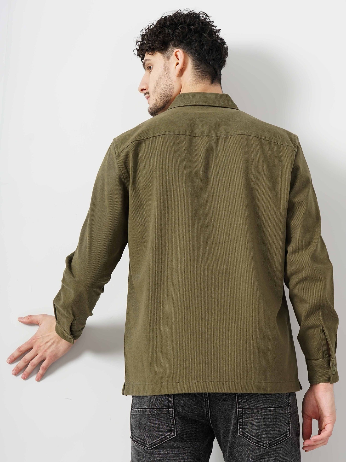 Khaki Solid Cotton Shirt