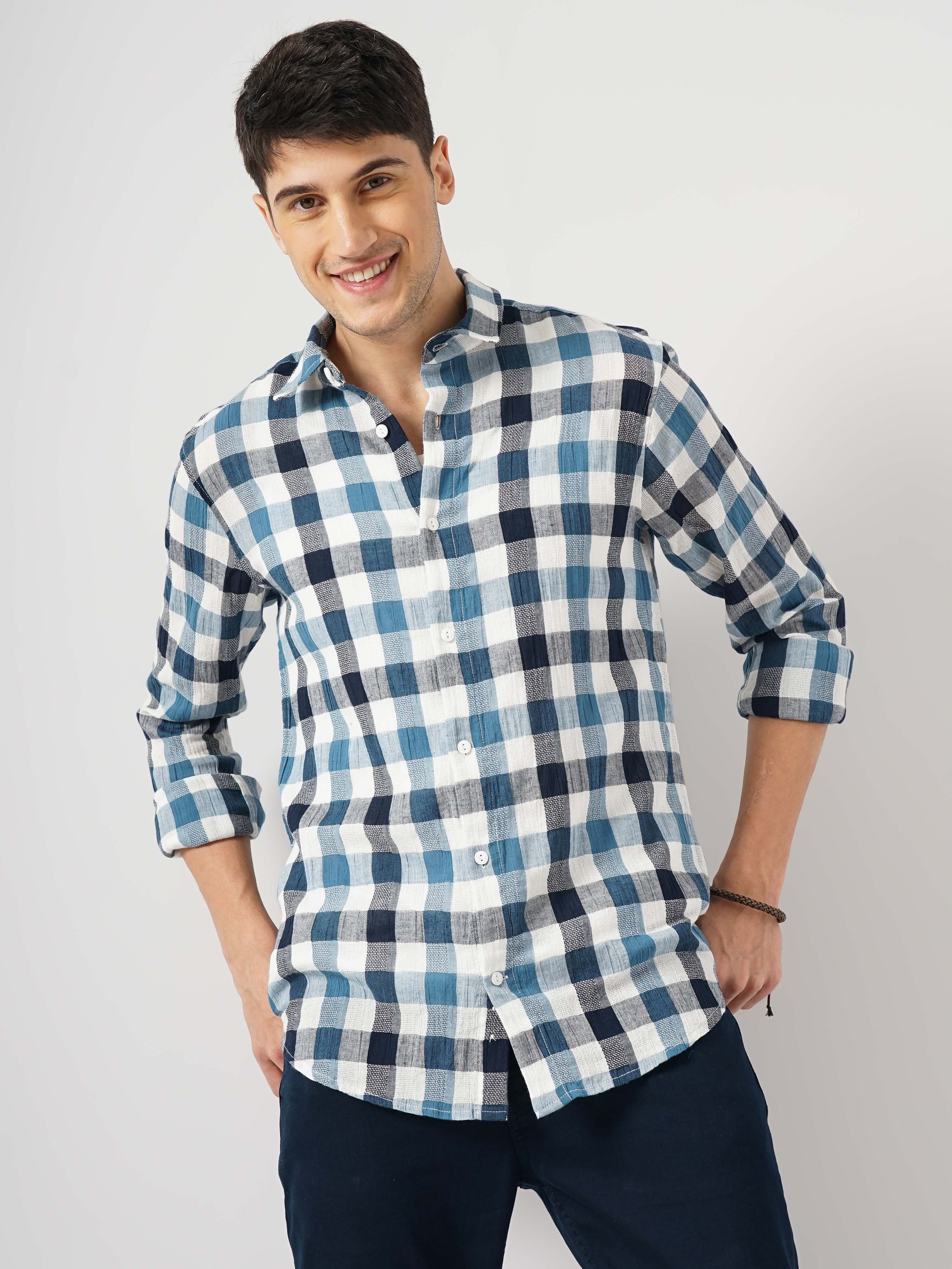 Blue Checks Cotton Shirt