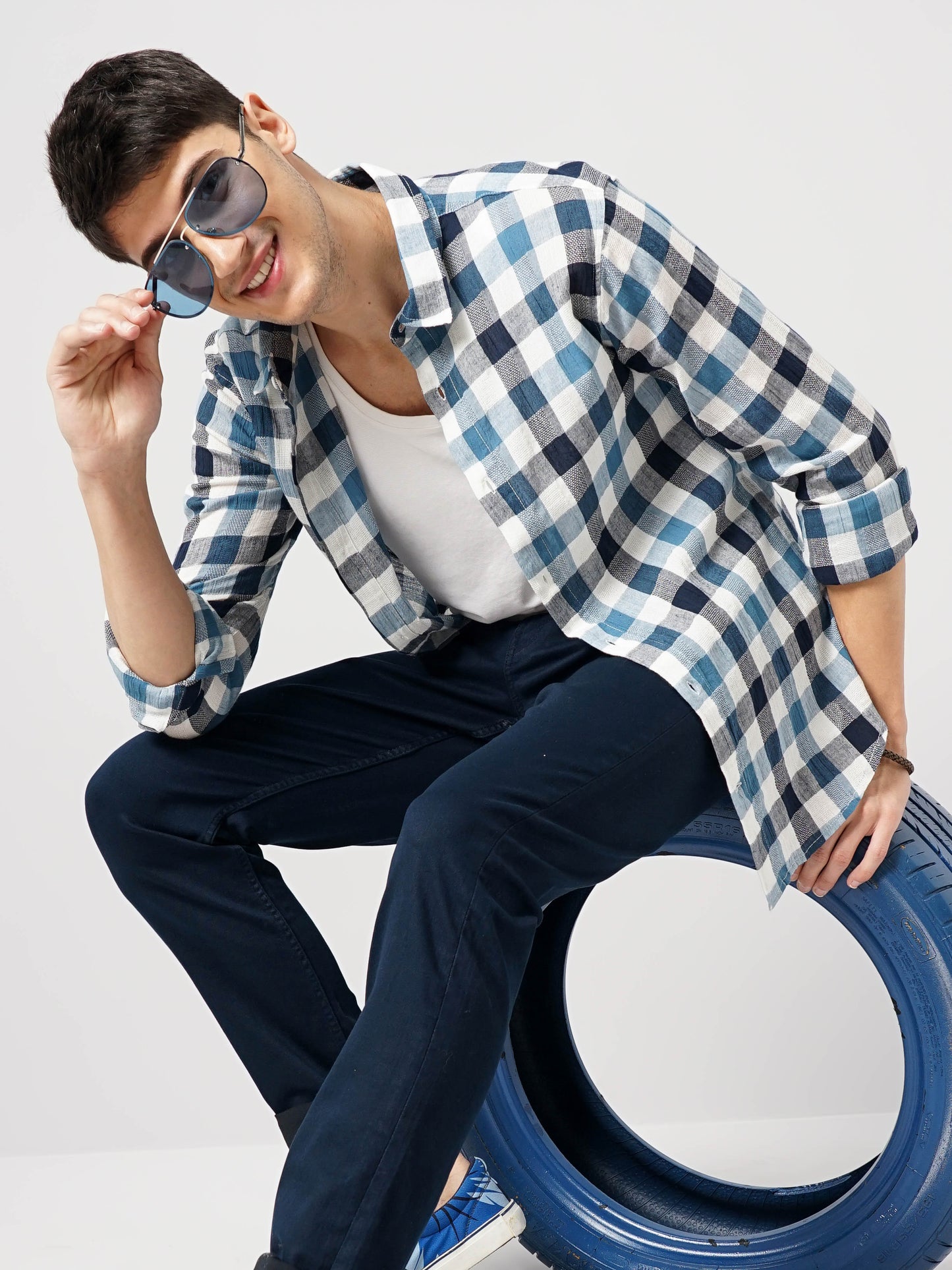 Blue Checks Cotton Shirt