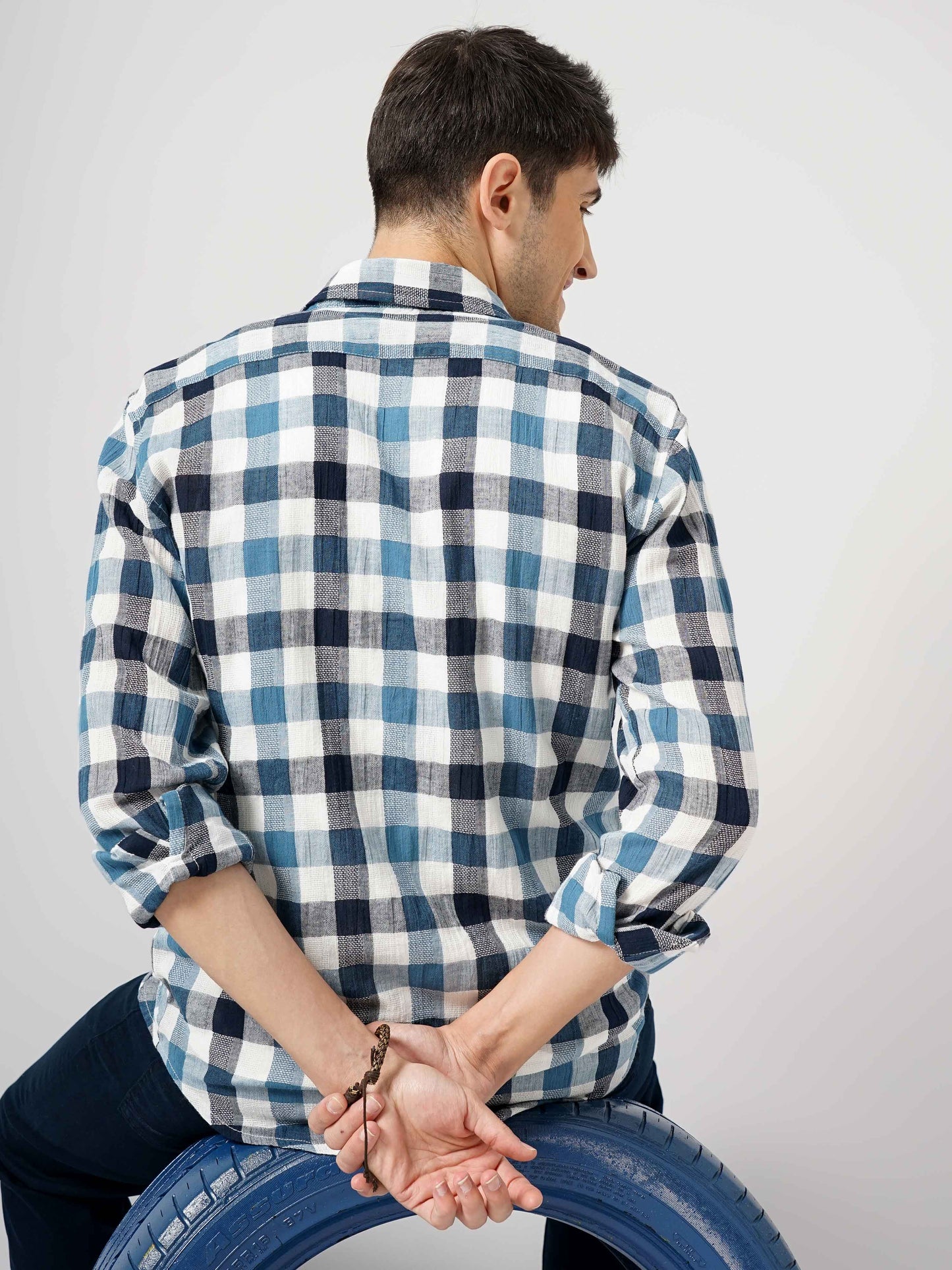 Blue Checks Cotton Shirt