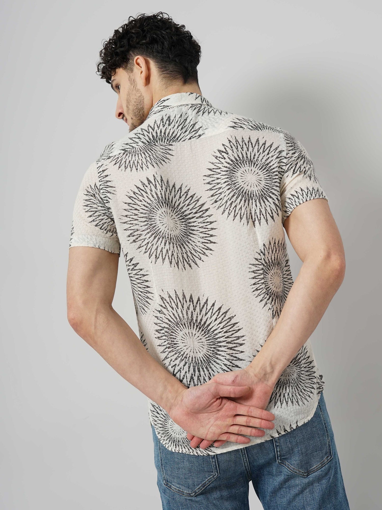 Off White Printed Viscose Shirt