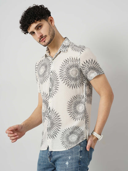 Off White Printed Viscose Shirt