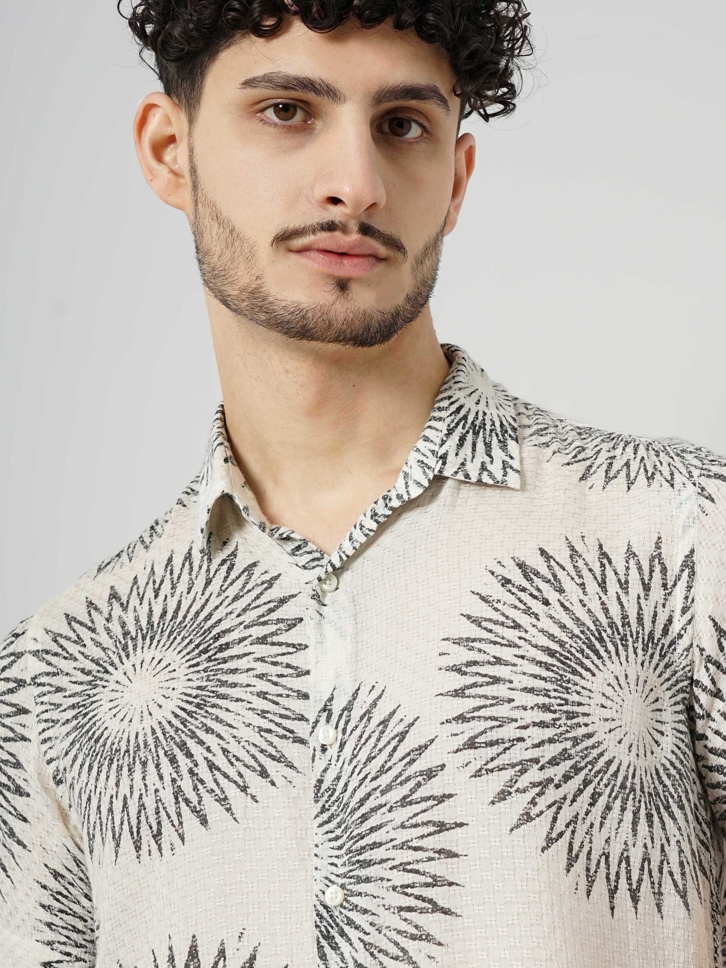 Off White Printed Viscose Shirt