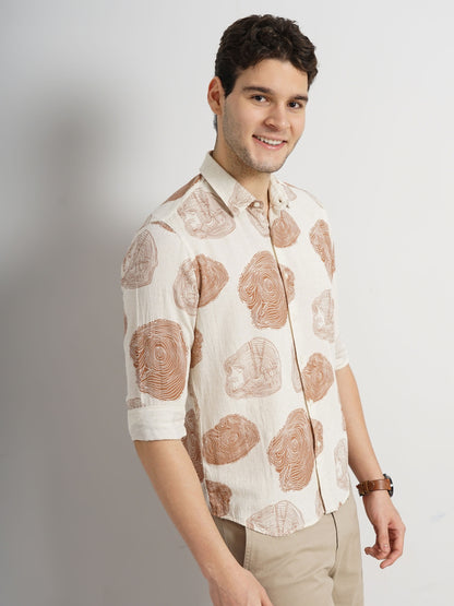 Off White Printed Viscose Shirt