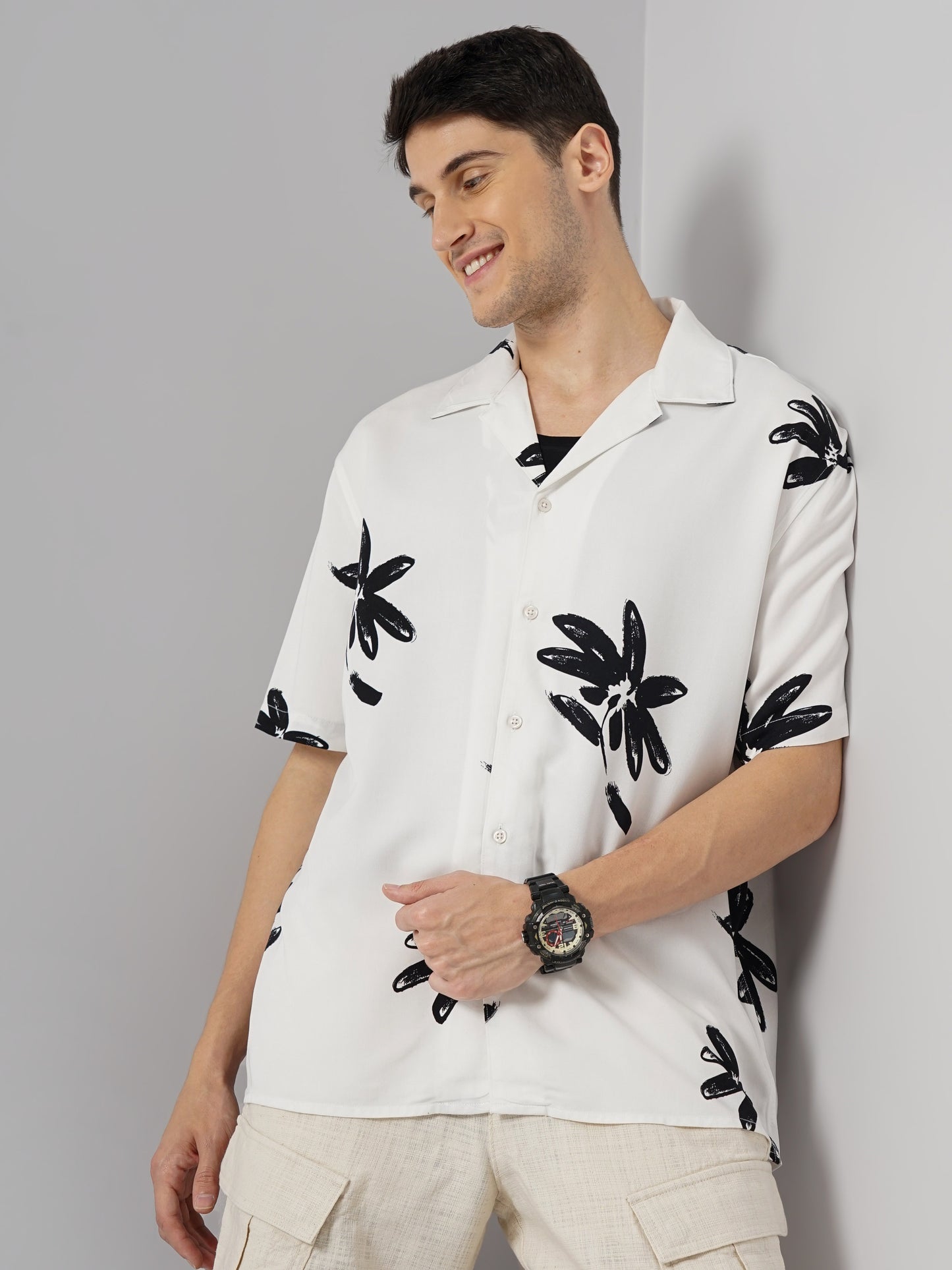 White Printed Viscose Shirt