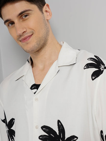 White Printed Viscose Shirt