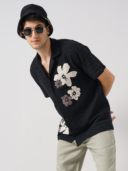 Black Printed Cotton Shirt